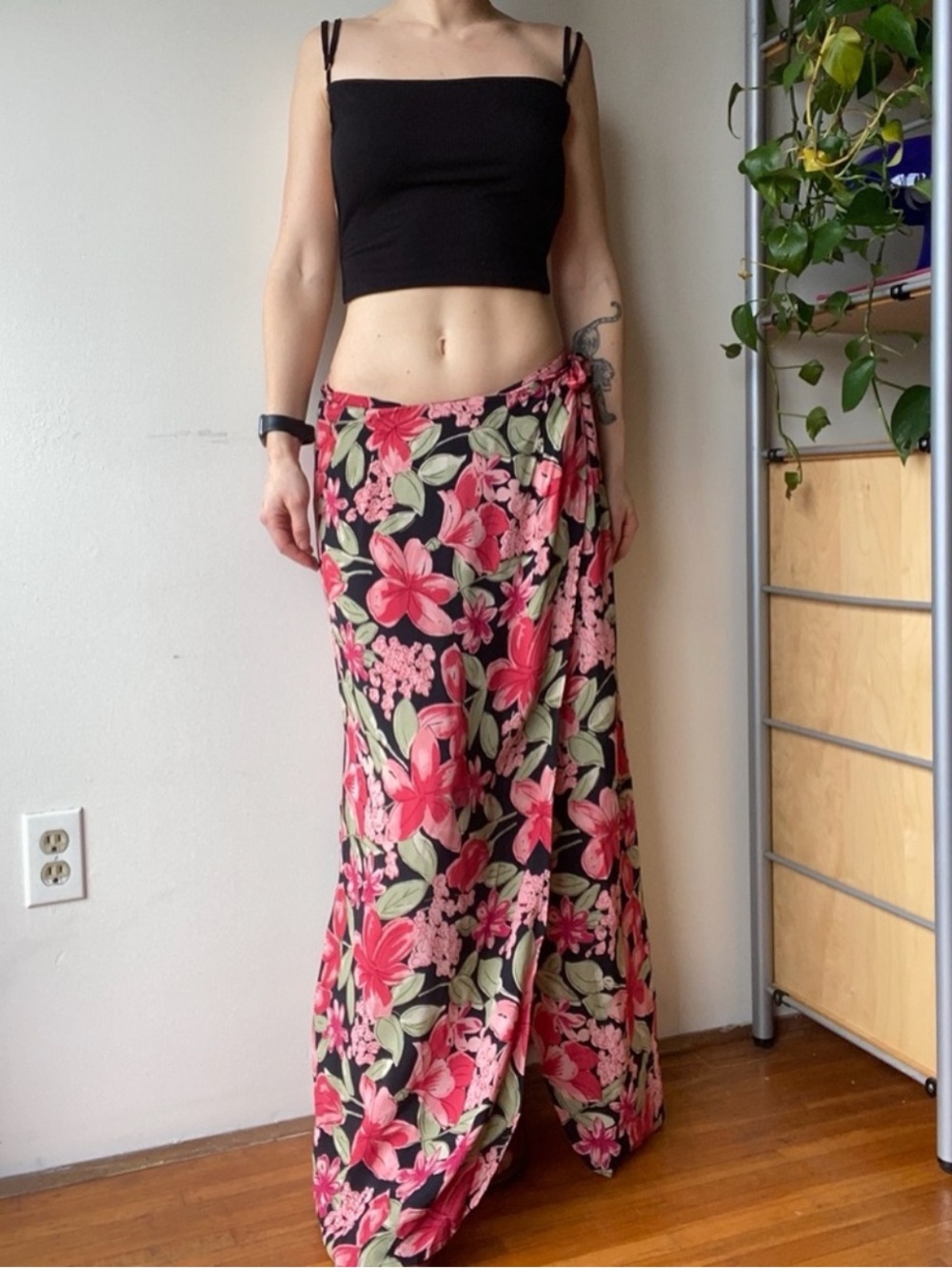 Code One Floral Wrap Maxi Skirt Boho Y2K Sarong Style